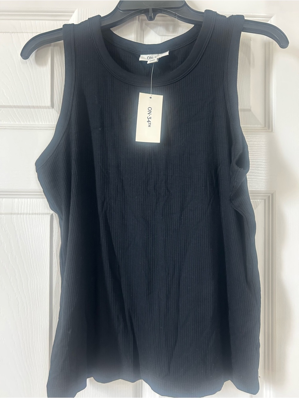 ON 34th Ribbed Tank Top in Black NWT